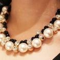 thumbnail image 3 of SmartBy Women Fashion Double Row Faux Pearl Adjustable Ribbon Chain Choker Necklace, 3 of 8