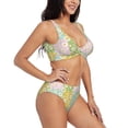 thumbnail image 2 of Wukai Daisies Flowers Women's Bikini Set Two Piece,wimsuit High Waisted V Neck Twist Front Adjustable Spaghetti Straps Bathing Suit-Large, 2 of 7