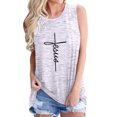 thumbnail image 1 of Women'd Round Neck Jesus Letter Printed Pullover Tank Top, 1 of 4
