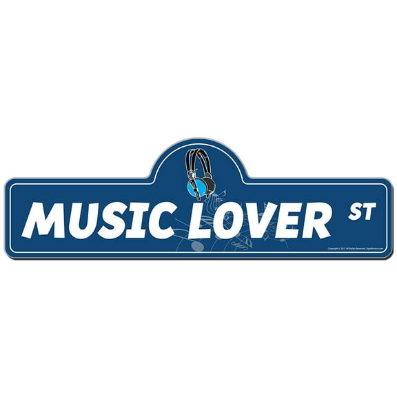 Music Lover Street Sign | Indoor/Outdoor | Funny Home Décor for Garages, Living Rooms, Bedroom, Offices | SignMission personalized gift