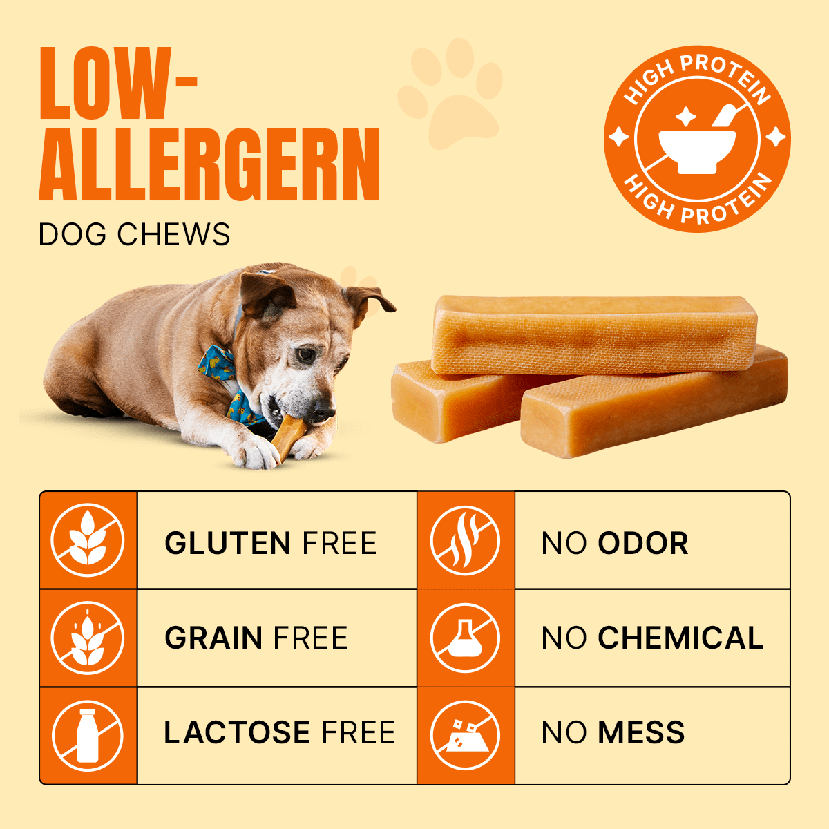 Tibetan Yak Cheese Himalayan Chews for Large Dogs, (3 Pieces) Bag