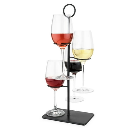True Iron Hover Flight Server Holds 4 Wine Glasses for Party, Hosting Gifts