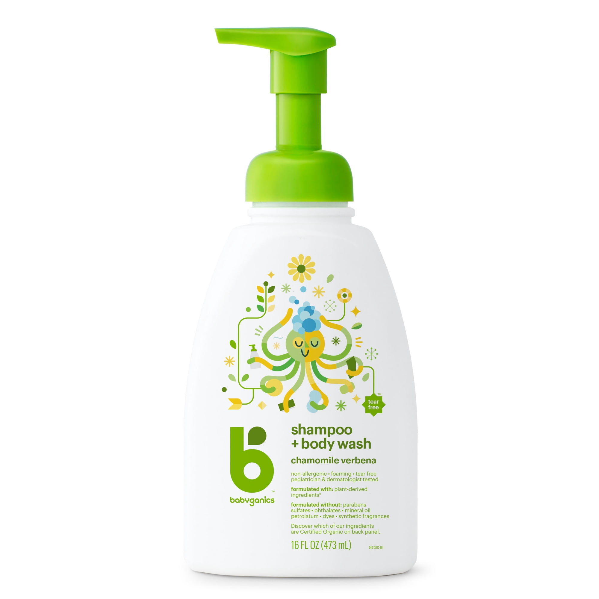 Babyganics Baby Shampoo + Body Wash Pump Bottle, Chamomile Verbena, 16oz