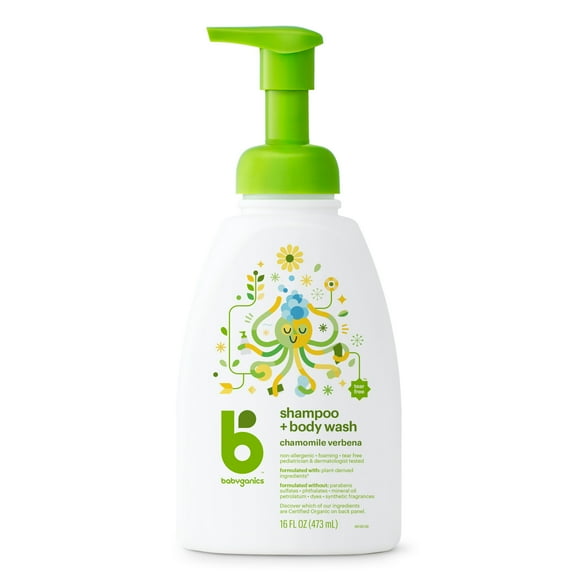 Babyganics Baby Shampoo Body Wash Pump Bottle, Chamomile Verbena, 16oz