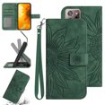 thumbnail image 1 of Feishell Slim Wallet Case for Samsung Galaxy Note 20 Ultra,for Men Women,Sunflower Embossed Pattern PU Leather Flip Cover Magnetic Closure Folio Card Slots Kickstand Phone Case with Hand Strap,Green, 1 of 11