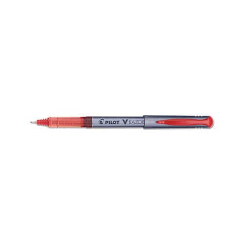 V Razor Point Liquid Ink Stick Marker Pen 0.5mm, Red Ink, Gray Barrel, Dozen