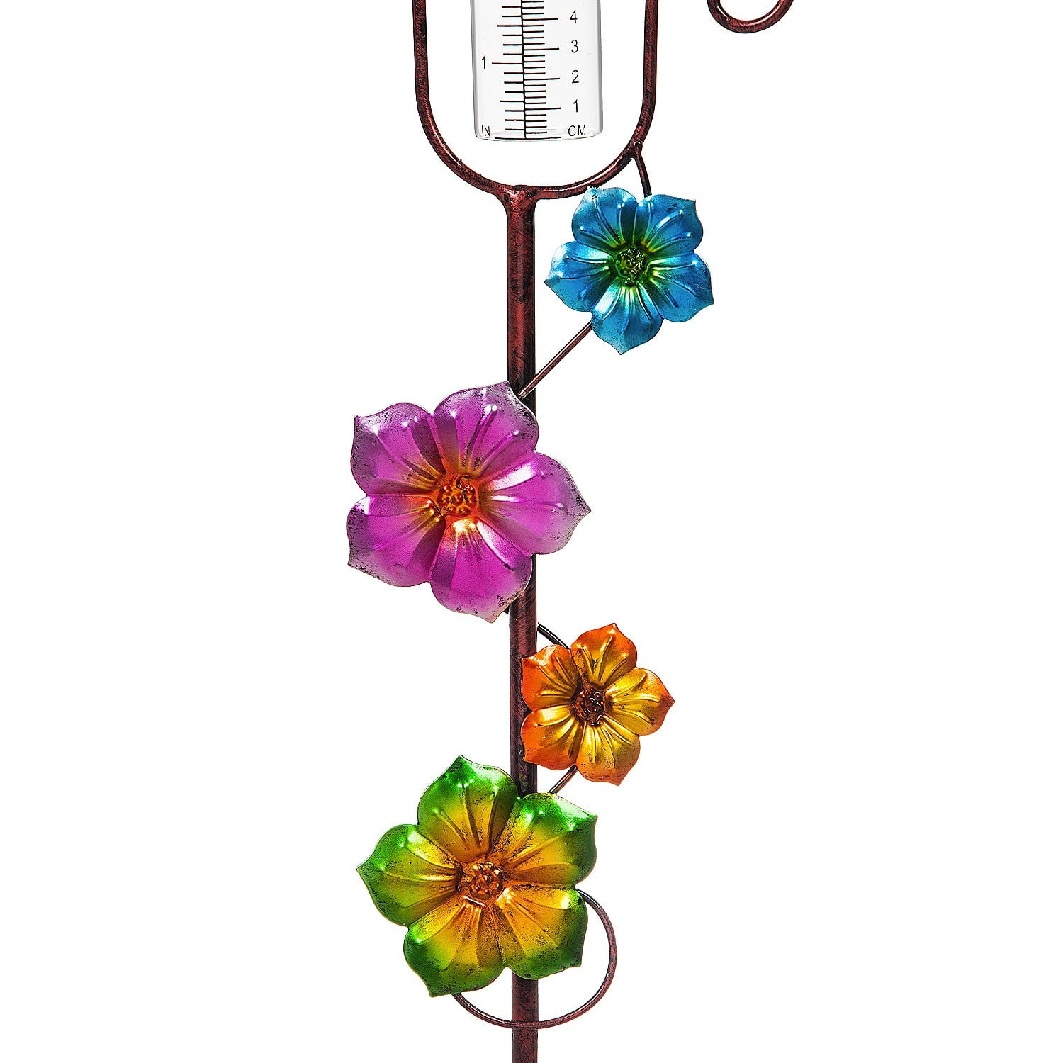 Evergreen Flag Beautiful Pink and Green Climbing Flower Rain Gauge - 6 x 42 x 2 Inches