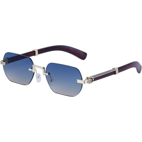 Small Rectangle Rimless Sunglasses Men Frameless Sun Glasses for Male Shades， Sunglasses 14727