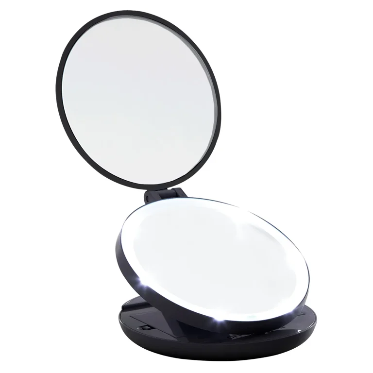 GloTech LED Compact Makeup Mirror Black Walmart