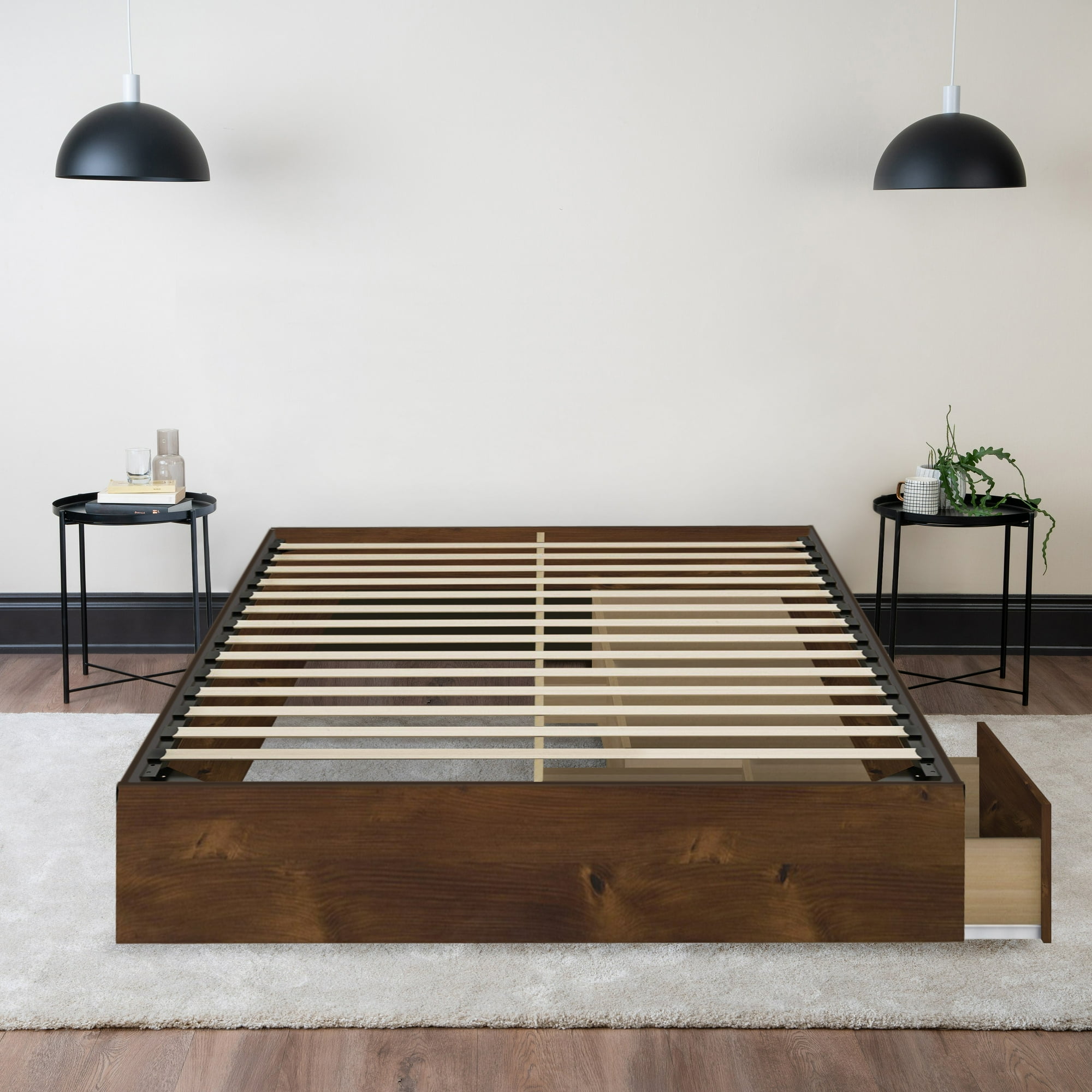 HAMUQ Storage Wood Bed Truffle Queen