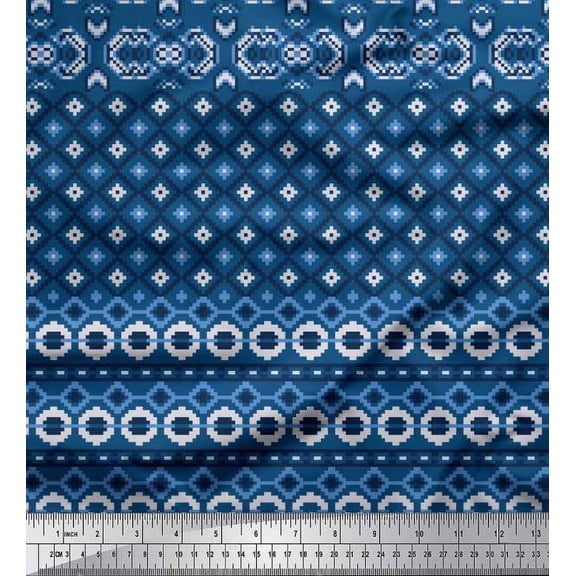 Soimoi Cotton Duck Fabric Aztec Geometric Print Fabric by The Yard 42 Inch Wide