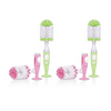 Nuby Soap Dispensing Bottle Brushes, Pink and Green - 4 Pack
