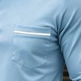 thumbnail image 5 of LEAVINGSUO Men's Stand Collar Long Sleeve Shirt Casual Loose Fitting Sports Breathable Top Light Blue M, 5 of 7