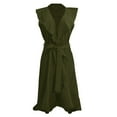 thumbnail image 5 of IDALL Summer Dresses,Petite Dresses Women's V Neck Short Sleeve Ruffled Long Lace Up Dress Elegant Dresses,Fit And Flare Dress,Womens Dresses Army Green Dress L, 5 of 5