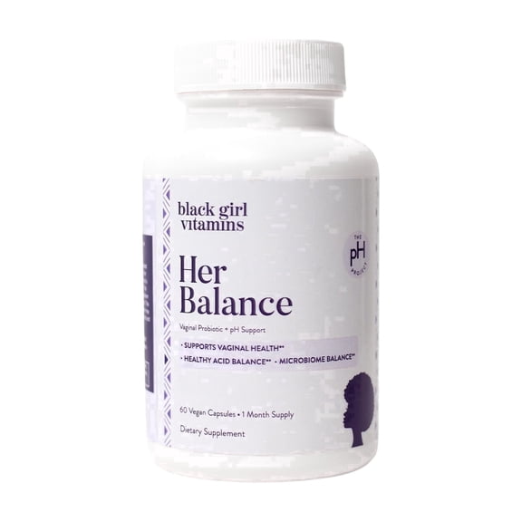 Black Girl Vitamins Her Balance Vaginal Probiotics Capsules | 10 Billion CFU Lactobacillus Crispatus & Gasseri Fenugreek | Daily Microbiome Support for Women's Vaginal Health | Vegan, Gluten-Free |