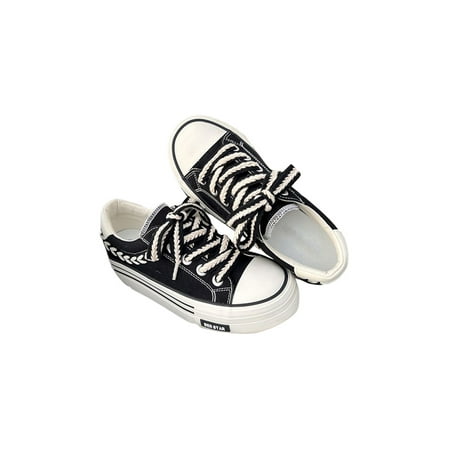 

Fangasis Women s Canvas Sneakers Lace Up Flats Comfort Casual Shoes Womens Walking Shoe Running Lightweight Fashion Sneaker Black 5.5