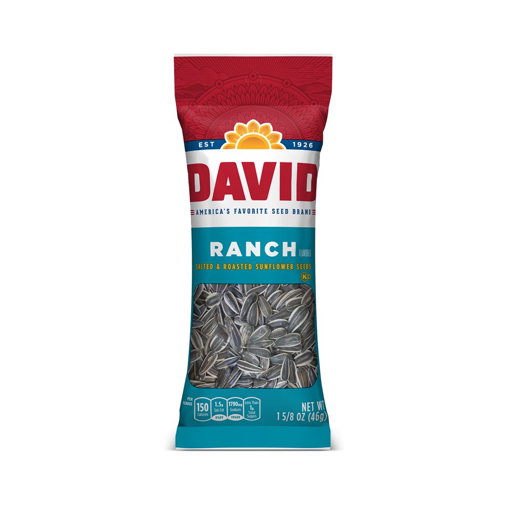 DAVID Roasted and Salted Ranch Sunflower Seeds, 1.625 oz