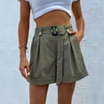 thumbnail image 2 of Women's Summer Lounge Shorts High Waist Pleated Lightweight Loose Casual Shorts Belted Work Office Shorts with Pockets Womens Clothes, 2 of 6