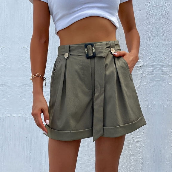Auroural Black And Friday Deals Clearance Womens Shorts Clearance Fashion Women Casual Solid Pocket Button Spring Summer Shorts