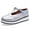 Silver, variant on UKAP Women Loafers T-Strap Dress Shoe Non Slip Leather Oxford Shoes Uniform Fashion Brown 8.5