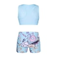 thumbnail image 3 of MSemis Kids Girls Active Set Racer Back Tank Top Booty Shorts Gymnastics Dancing Outfits Pop Art Blue 7-8, 3 of 6