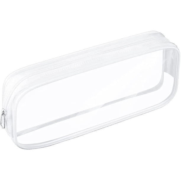 Bolsa de lápices transparente, bolsa de artículos de tocador transparente Estuche de lápices de examen transparente PVC impermeable con cremallera (blanco)