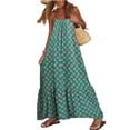 thumbnail image 1 of Mialoley Robe Boho Sans Manches pour Femmes Imprimé Été Ample Bretelles Spaghetti Robe de Soirée pour Cocktail Plage Mode Urbaine, 1 of 4