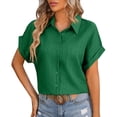 thumbnail image 2 of BUIGTTKLOP Button down Shirts for Women Short Sleeve Shirts Collared V Neck Summer Beach Tops, 2 of 6