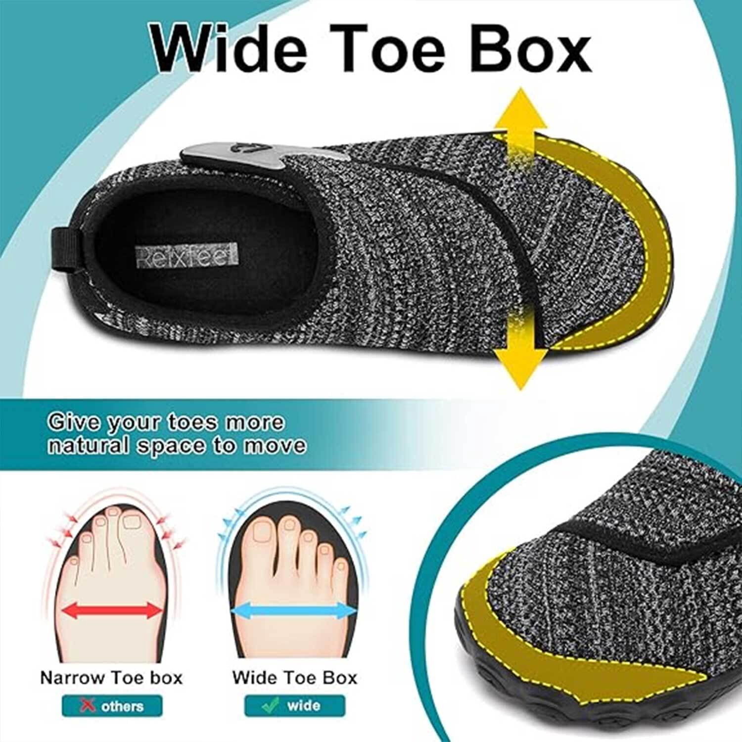 Leisfit Women Men Wide Diabetic Barefoot Shoes Adjustable Walking Sneakers