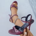 thumbnail image 5 of SACFOF Women's Sandals Chunky High Heels Platform Buckle Square Open Toe Stiletto High Heels Wedding Party Satin Dress Shoes, 5 of 6