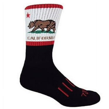 MOXY Socks Black with White CALI Bear Performance Crew Socks