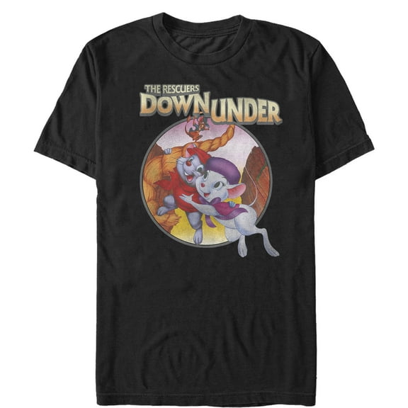 Men's The Rescuers Down Under Circle  Graphic Tee Black 3X Large
