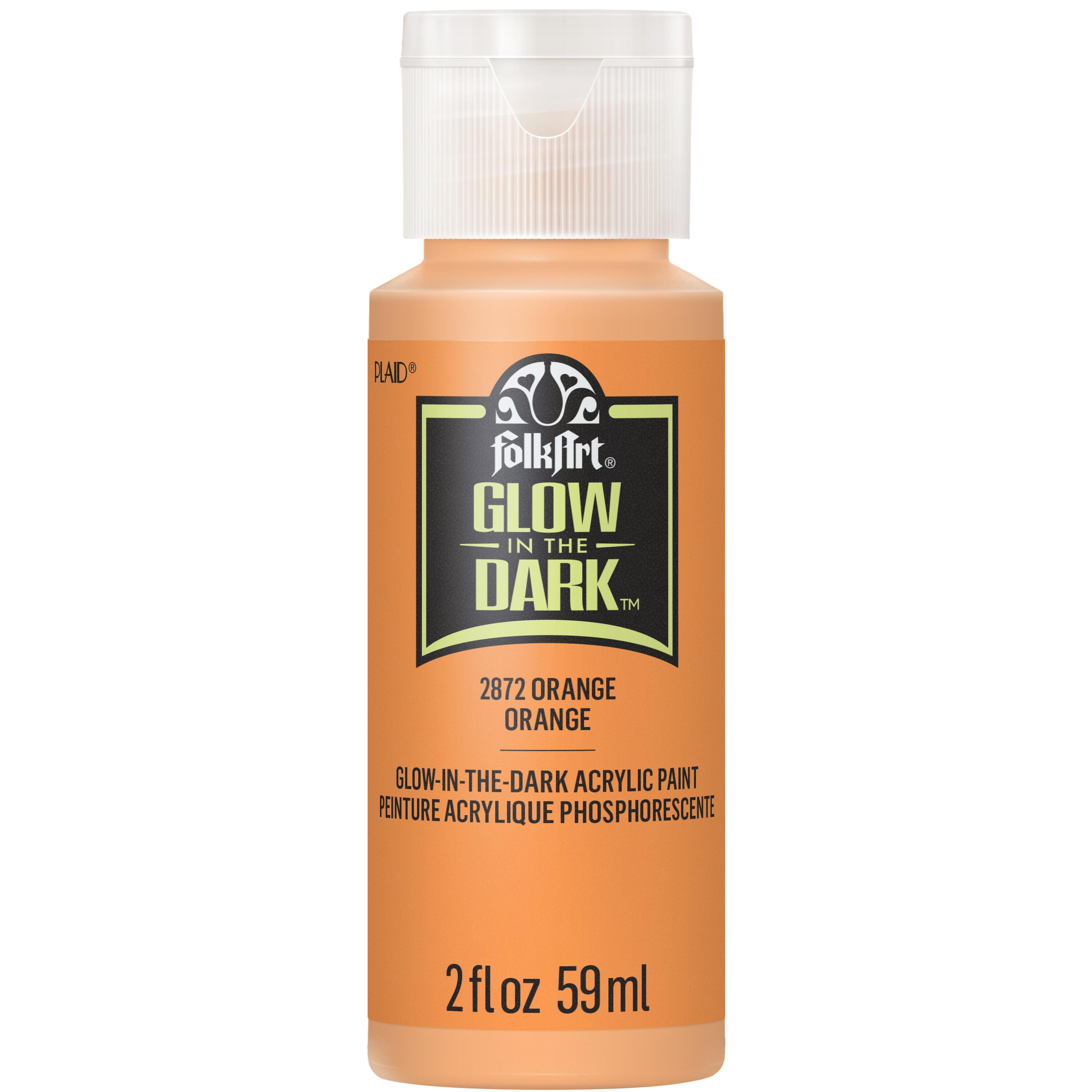 (3 pack) FolkArt Glow-in-the-Dark Acrylic Craft Paint, Matte Finish, Orange, 2 fl oz