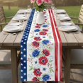 thumbnail image 4 of Independence Day Table Runner 90 Inches, American Flag Red Blue Flowers Bed Runner Dresser Scarves Tabletop for Indoor Outdoor Parties/Ceremony/Banquet, 13" x 90", 4 of 9