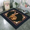 ECHOYY Border British Style Easter Bunny Flowers Dark Blue Living Room