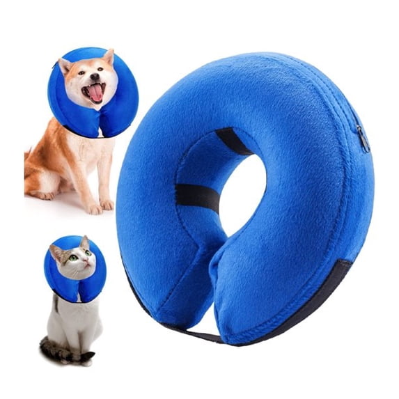 Dog Cone Collar Alternative After Surgery, Adjustable Protective Soft Dog Cones, Inflatable Pet Cone, Dog Recovery Collars Prevent Pets from Touching Stitches Blue XL