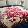 thumbnail image 4 of Korean Mink Blanket,2 Ply Printed Soft Warm Fleece Blanket for Automn, Winter -King,Blue Floral, 4 of 6