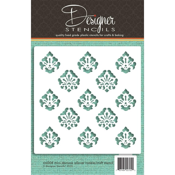 Mini Damask Allover Cookie and Craft Stencil by Designer Stencils
