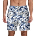 thumbnail image 2 of Goofa Blue Paisley Printed Men's Swim Trunks Board Shorts Quick Dry Mens Swimming Trunks with Compression Liner,Breathable Fit Hawaii Beach Shorts-Medium, 2 of 9
