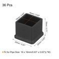 thumbnail image 2 of Uxcell 36Pack Tapas de patas de silla cuadradas de PVC, 16mm x 16mm OD, almohadillas para pies de muebles negras, 2 of 6