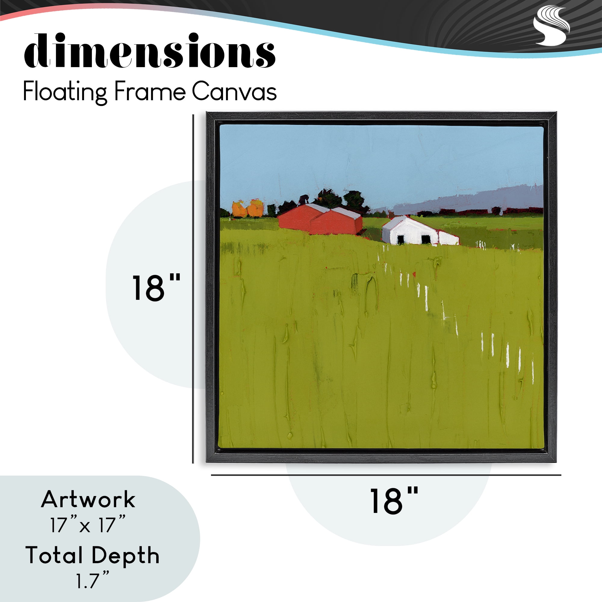 Pastoral Fence Line Black Framed Floater Canvas Wall Art, design by Ruth LaGue