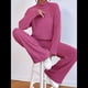 thumbnail image 5 of Conjuntos de 2 Piezas para Mujer para Otoño: Suéter de Punto de Viaje, Pantalones Anchos y Chándal para Estar en Casa. Rosa Roja M, 5 of 9