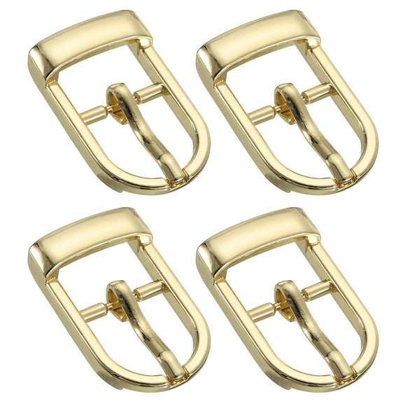 Uxcell 4Pack 0.53" Single Prong Belt Buckle Gold Center Bar Buckles for Belt, Gold