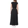 thumbnail image 3 of INSPIRE CHIC Two Piece Skirt Set Crew Neck Short Sleeve Cropped Top Elastic Waist A-Line Midi Skirt, 3 of 6