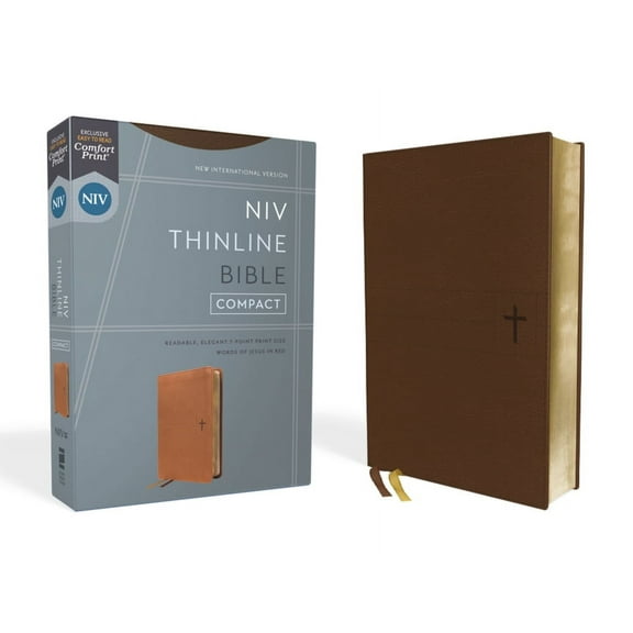 Niv, Thinline Bible, Compact, Leathersoft, Brown, Red Letter, Comfort Print, (Hardcover)