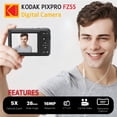 thumbnail image 5 of KODAK PIXPRO FZ55 (Black) 16MP Digital Point & Shoot Camera, 5X Optical Zoom, 28mm Wide Angle, 1080P Full HD Video, Bundle with 32GB SD Card, Protective Case, and Hi-Speed Card Reader, 5 of 7
