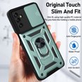 thumbnail image 4 of Feishell Compatible with Samsung Galaxy A13 5G Case with Sliding Camera Lens Cover and Ring Kickstand Heavy Duty Military Grade Protection Phone Shockproof Back Cover for Samsung A13 5G, Green, 4 of 7