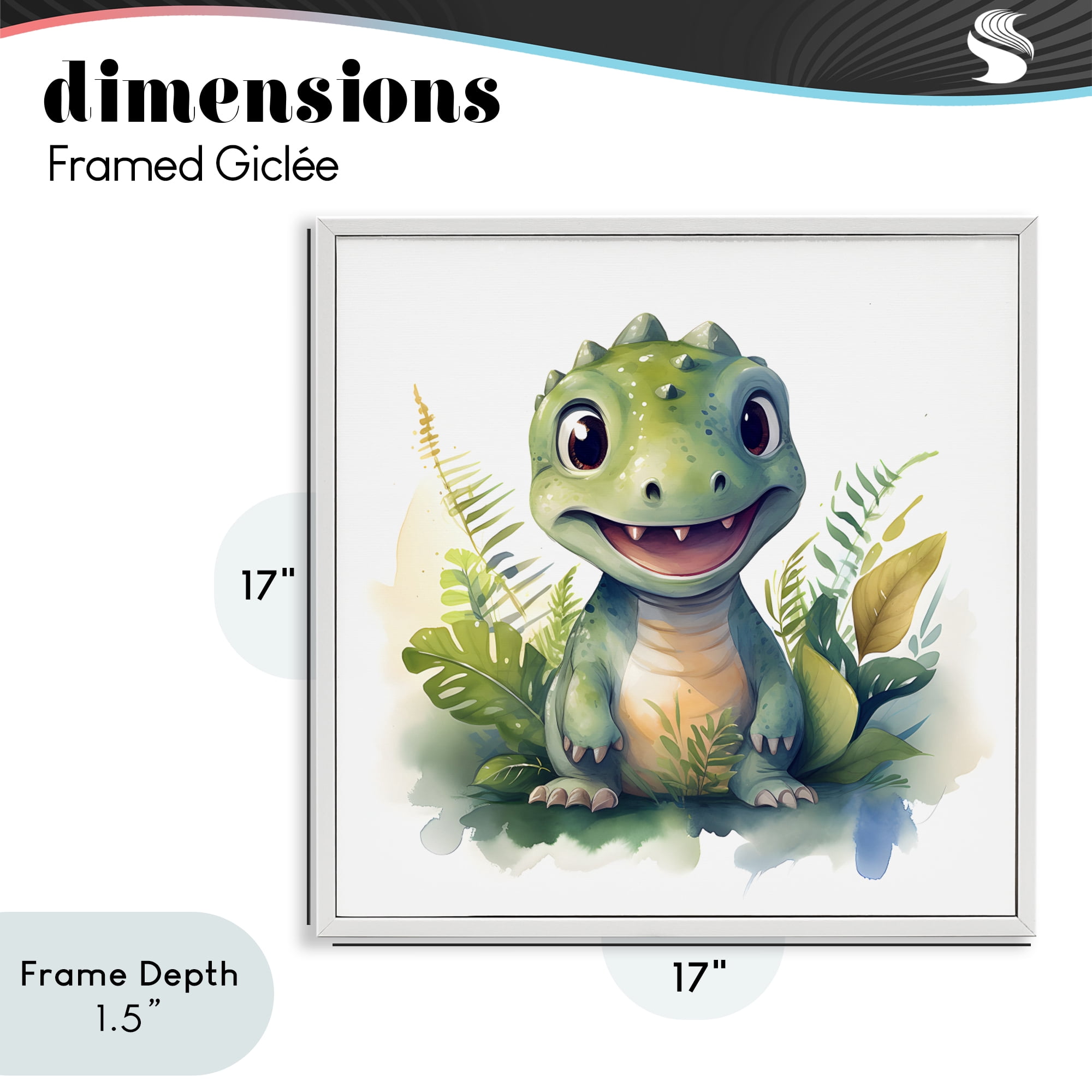 Stupell Industries Crafty Dino & Foliage White Framed Giclee Art, design by Steve Hunziker
