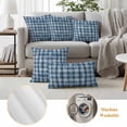 thumbnail image 6 of Blue Plaid Outdoor Waterproof Pillow Covers, Modern Simple Watercolor Buffalo Lattice Decorative Square Throw Pillowcase Sofa Cushion Sham for Patio/Couch/Chair, 16"x16" 2 Pack, 6 of 8