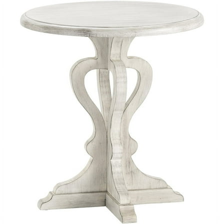 Crestview Annapolis Acacia Wood Accent Table with Curved Legs in Light Gray